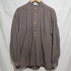 Vtg Alice's Cottage Made in USA Men's Prairie Shirt  - Blue Beige Plaid - Sz M*